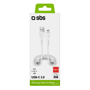 SBS Charging Data Cable, USB-A - USB-C, белый - Кабель