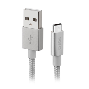 SBS Silver Metal Braided, USB-A - Micro USB, серебристый - Кабель