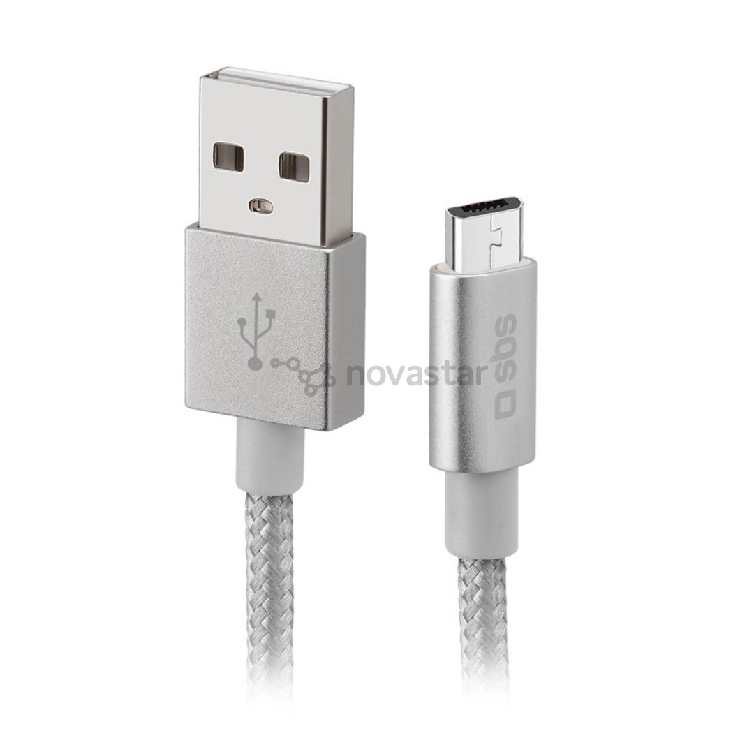 Laidas SBS Silver Metal Braided, USB-A - Micro USB, silver