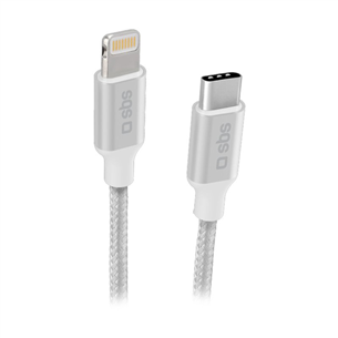 Laidas SBS Silver Metal Braided, USB-C - Lightning TECABLELIGTC1BW