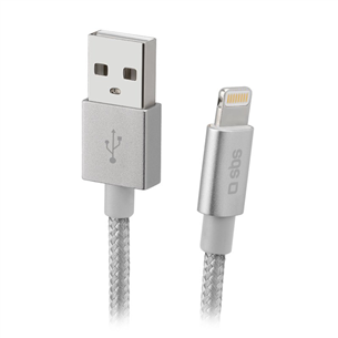 SBS Silver Metal Braided, USB-A - Lightning, silver - Cable TECABLEUSBIP589BS