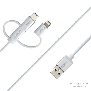 Laidas SBS, USB-A - USB-C, Micro USB, Lightning, 1.2 m
