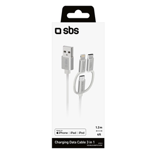 Laidas SBS, USB-A - USB-C, Micro USB, Lightning, 1.2 m