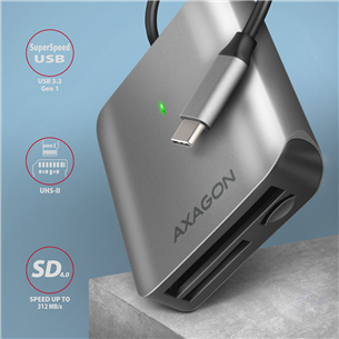 ID kortelių skaitytuvas Axagon USB-C 3.2 3-slots