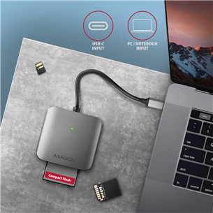 ID kortelių skaitytuvas Axagon USB-C 3.2 3-slots