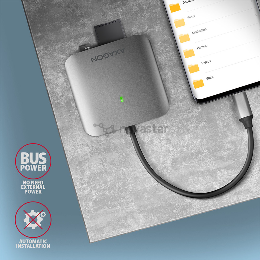 AXAGON CRE-S3C SuperSpeed USB-C UHS-II Reader, dark gray - Memory card reader