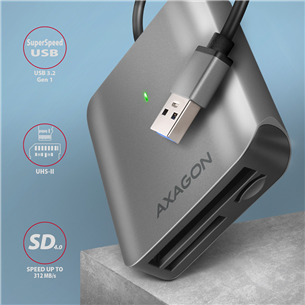 ID kortelių skaitytuvas Axagon USB-A 3.2 3-slots