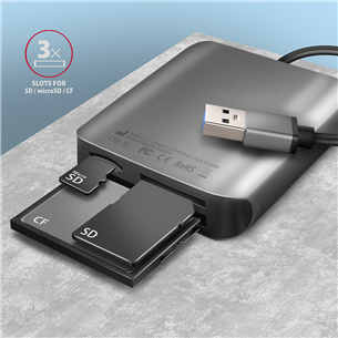 ID kortelių skaitytuvas Axagon USB-A 3.2 3-slots