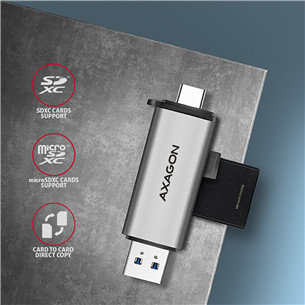AXAGON CRE-SAC SuperSpeed USB-C / USB-A Card Reader, dark gray - Memory card reader