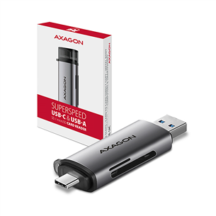 Kortelių skaitytuvas AXAGON CRE-SAC SuperSpeed USB-C / USB-A