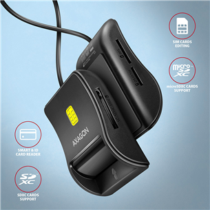 ID kortelių skaitytuvas AXAGON CRE-SM3SD, USB-A