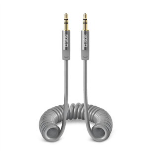 Laidas SBS, 3.5mm - 3.5mm, coiled, light gray TECABLE35SPIRG