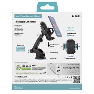SBS, su siurbtuku, juodas - Universalus telefono laikiklis