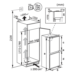 Hisense, 233 L, height 178 cm - Built-in Refrigerator