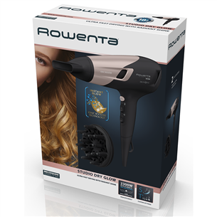 Rowenta Studio Dry Glow, 2100 W, black/pink - Hair dryer