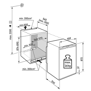 Liebherr, 118 L, height 88 cm - Built-in refrigerator