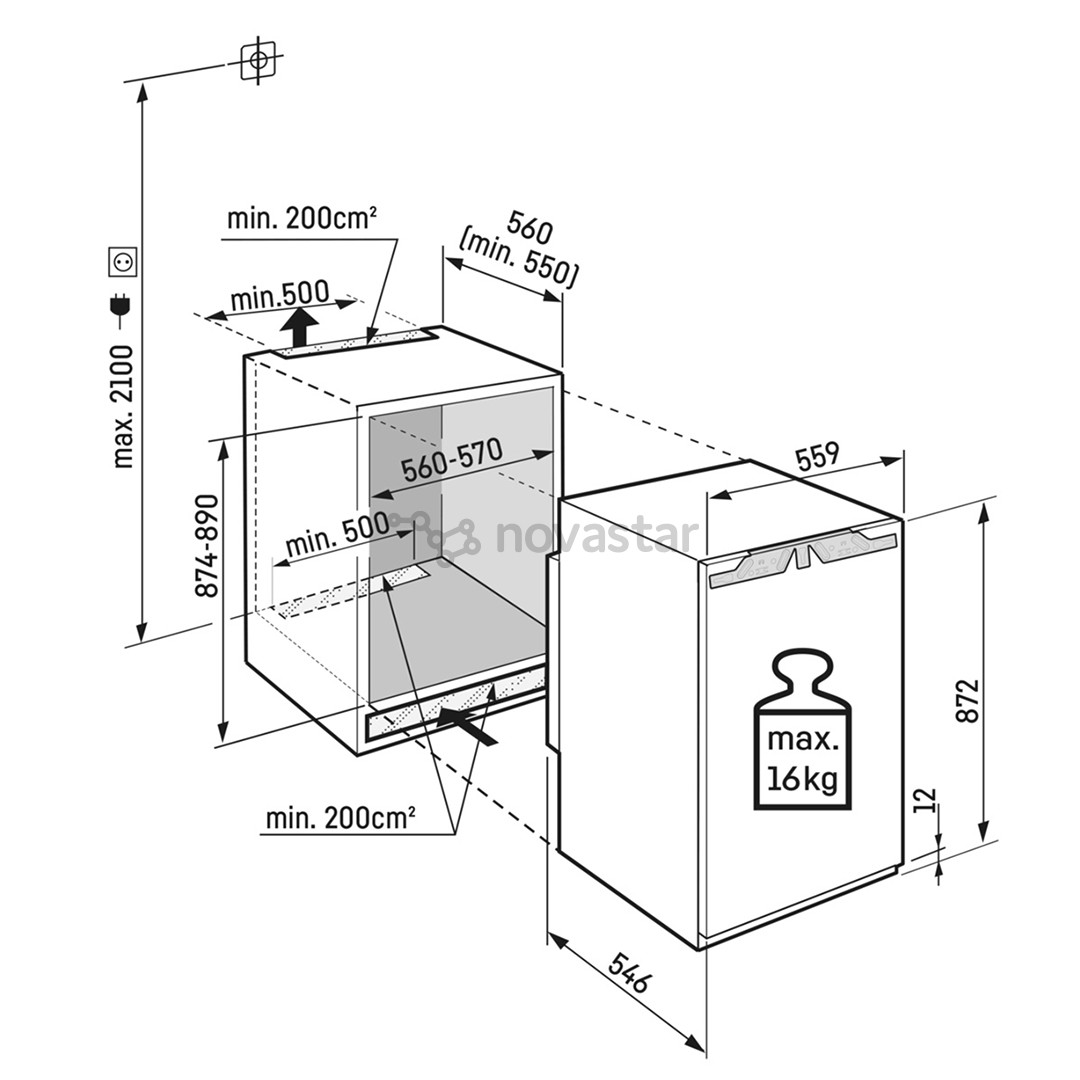 Įmontuojamas šaldytuvas Liebherr IRE3901-20, 118 L, 88 cm