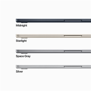 Nešiojamas kompiuteris Apple MacBook Air 15" (2023), M2 8C/10C, 8 GB, 512 GB, ENG, silver