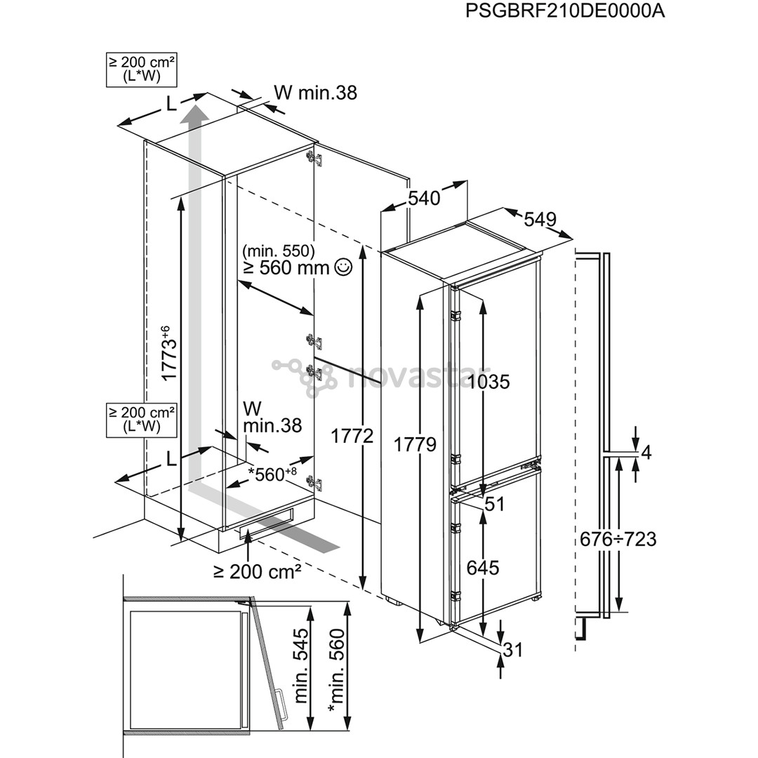 Įmontuojamas šaldytuvas Electrolux LNS5LE18S, Low Frost, 271 L, 178 cm