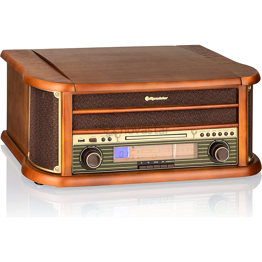 Roadstar HIF-1993BT, винил, CD, Bluetooth, USB, коричневый - Магнитола