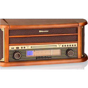 Roadstar HIF-1993BT, turntable, CD, Bluetooth, USB, brown - Boombox