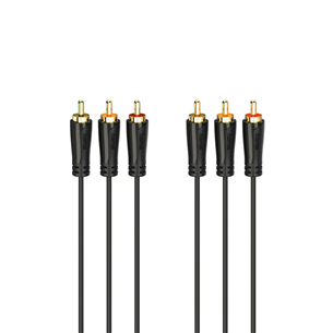 Hama Audio/Video Cable, 3 RCA - 3 RCA, gold-plated, 1.5 m, black - Cable