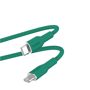 Laidas Puro SOFT, USB-C, Lightning, 1,5 m, green