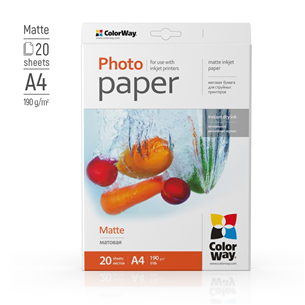 Foto popierius ColorWay A4, 190 g/m², 20 sheets, matte