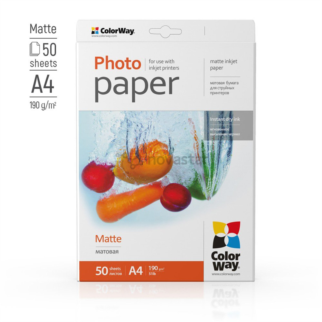 Foto popierius ColorWay A4, 190 g/m², 50 sheets, matte