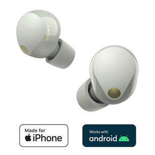 Sony WF-1000XM5, sidabro spalvos - Belaidės ausinės