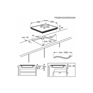 Electrolux 300, width 59 cm, frameless, black - Built-in induction hob