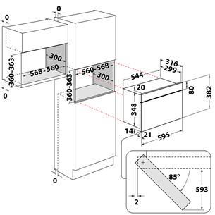 Whirlpool, 22 L, black - Built-in microwave oven