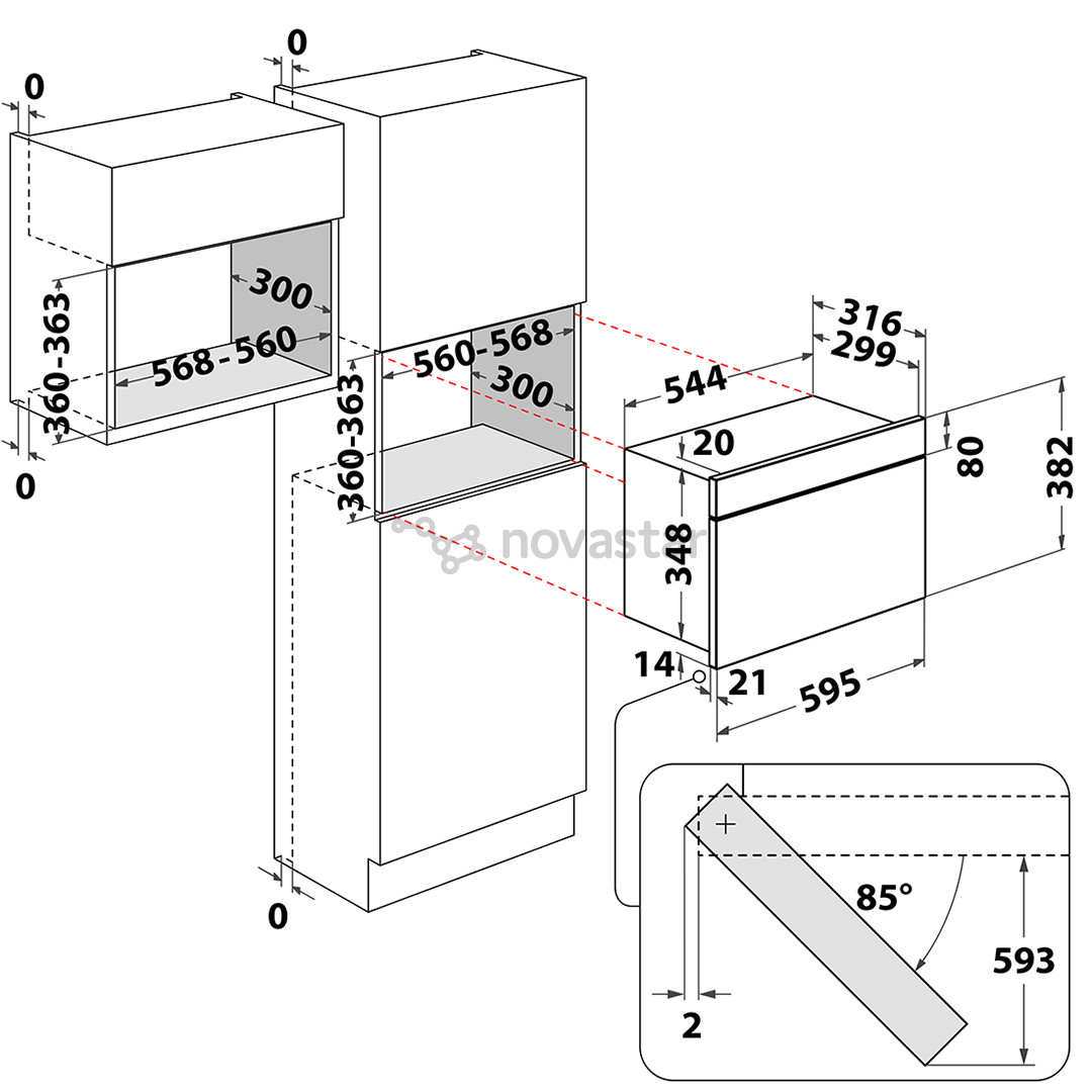 Whirlpool, 22 L, black - Built-in microwave oven