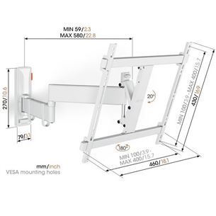 Televizoriaus laikiklis Vogel's 3443W Comfort Full-Motion, 32" - 65"