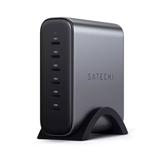 Įkrovimo stotelė/šakotuvas Satechi GaN, 200 W, 6x USB-C; dark grey ST-C200GM-EU