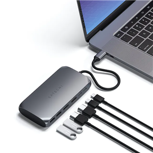 Šakotuvas Satechi USB-C Multimedia Adapter M1, pilkas