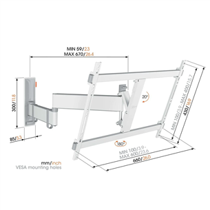 Vogel's TVM 3643 Full-Motion, 180º, 40'' - 77'', white - TV wall mount