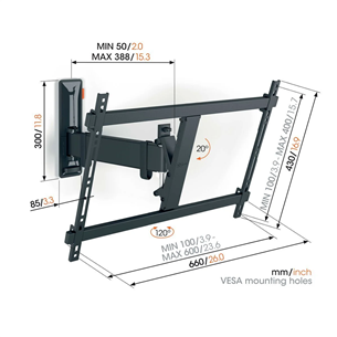 Vogel's TVM 3623 Full-Motion, 120°, 40'' - 77'', черный - Настенное крепление для телевизора