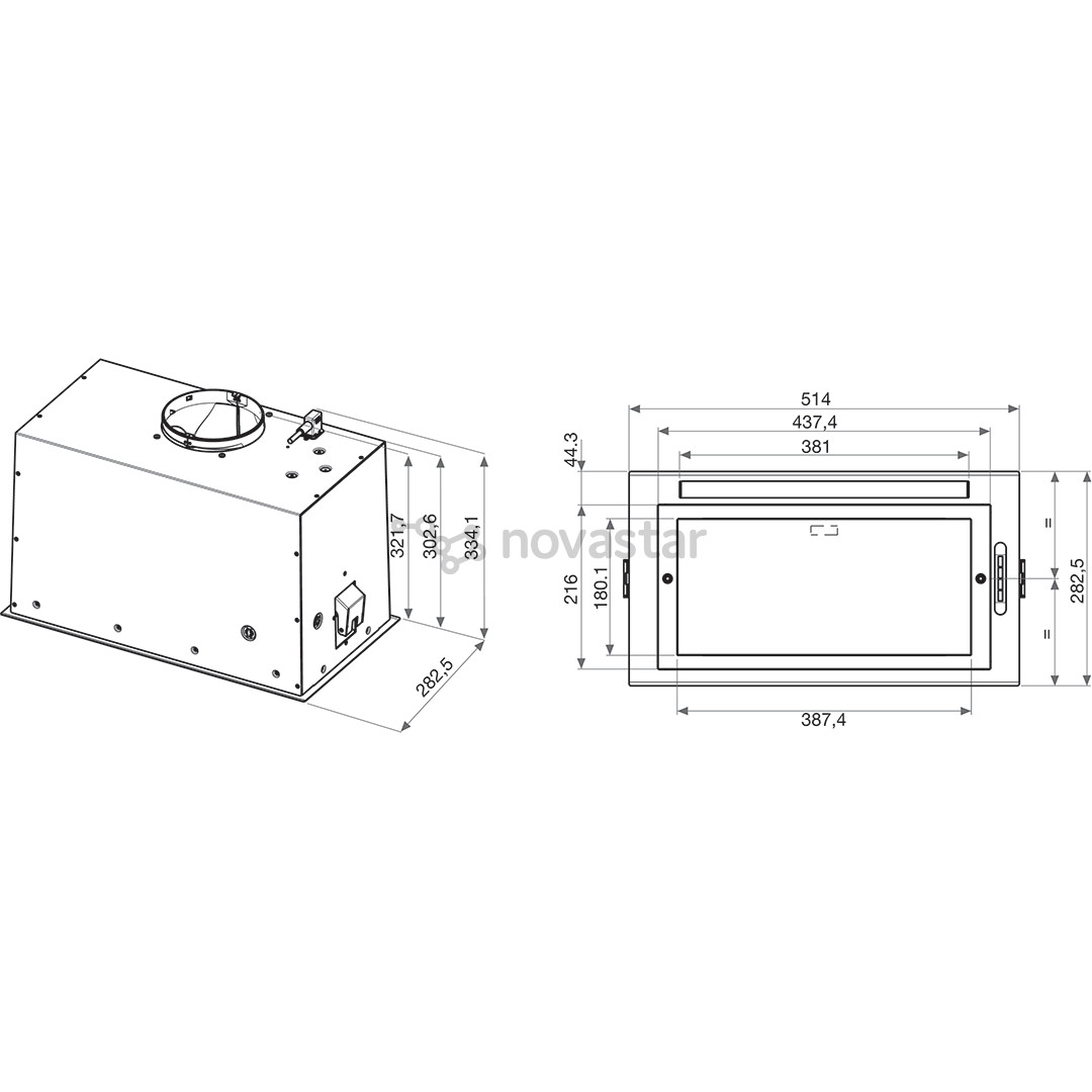 Whirlpool, 395 m³/h, width 51,4 cm, inox - Built-in cooker hood