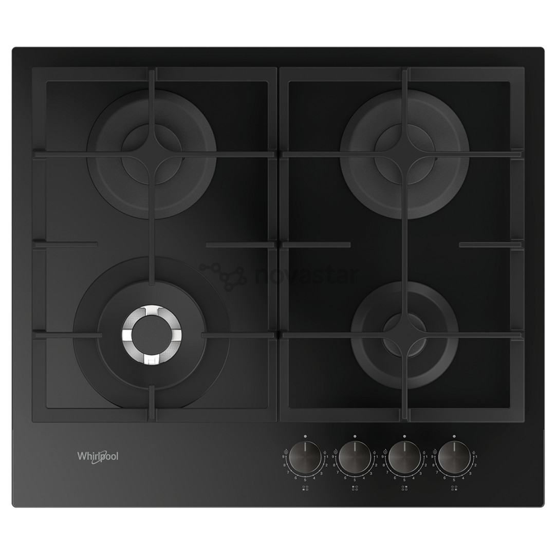 Whirlpool, width 59 cm, black - Built-in gas hob