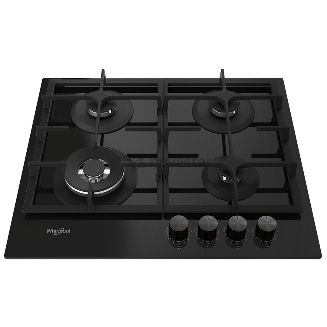 Whirlpool, width 59 cm, black - Built-in gas hob