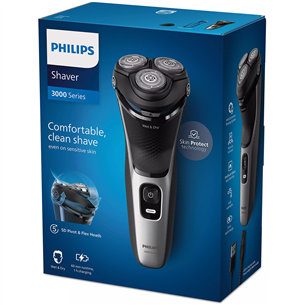 Barzdaskutė Philips Shaver 3000 Series, Wet & Dry, black/silver