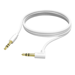 Hama Aux Cable, 3,5 mm - 3,5 mm, 90° angled plug, 1 m, white - Laidas 00201529