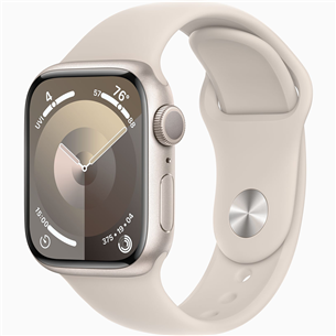 Išmanusis laikrodis Apple Watch Series 9 GPS, 41 mm, Sport Band, M/L, starlight