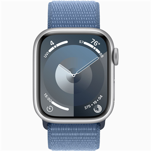 Apple Watch Series 9 GPS + Cellular, 41 мм, Sport Loop, серебристый/синий - Смарт-часы