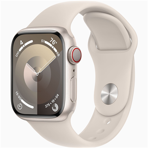 Išmanusis laikrodis Apple Watch Series 9 GPS + Cellular, 41 mm, Sport Band, S/M, starlight MRHN3ET/A