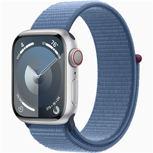 Apple Watch Series 9 GPS + Cellular, 41 мм, Sport Loop, серебристый/синий - Смарт-часы