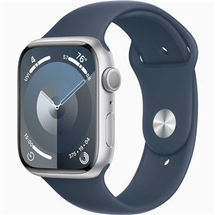 Išmanusis laikrodis Apple Watch Series 9 GPS, 45 mm, Sport Band, S/M, silver/storm blue MR9D3ET/A