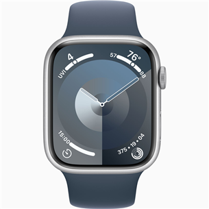 Apple Watch Series 9 GPS, 45 mm, Sport Band, S/M, silver/storm blue - Smartwatch
