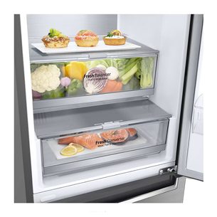 LG, Total No Frost, 341 L, 186 cm, silver - Refrigerator